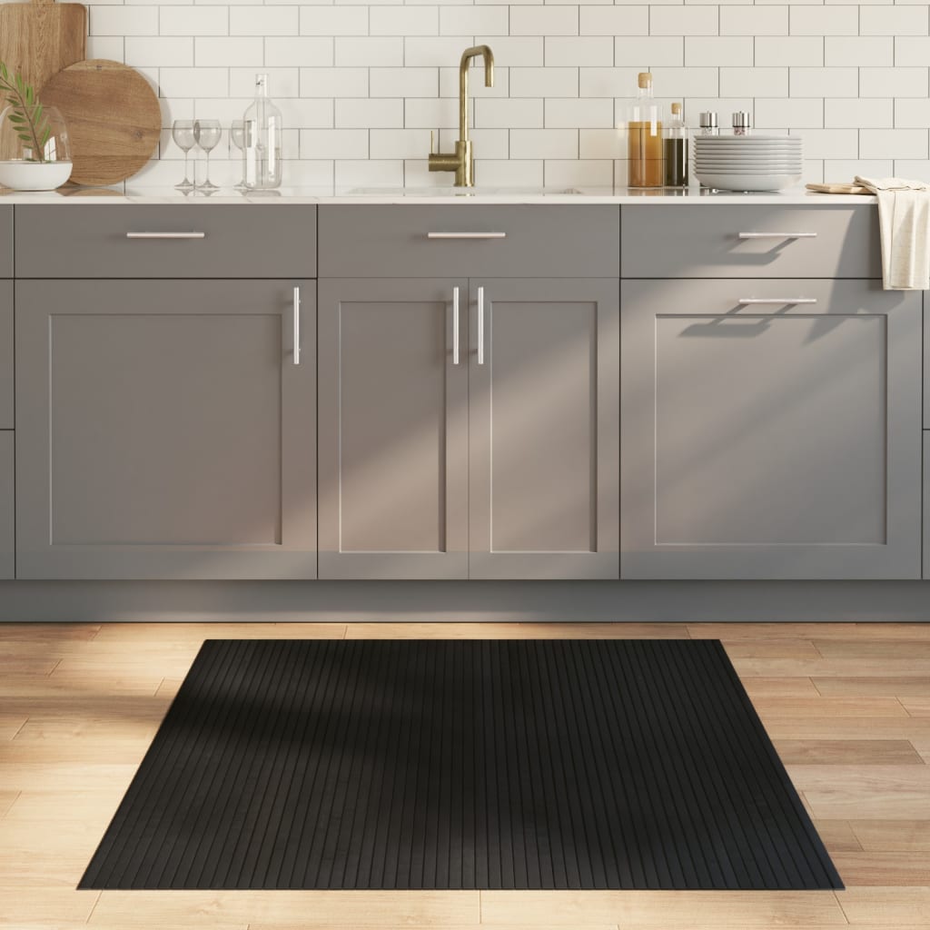 vidaXL Rug Square Black 100x100 cm Bamboo