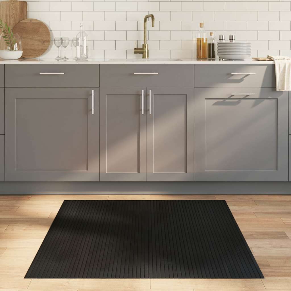 vidaXL Rug Rectangular Black 100x100 cm Bamboo