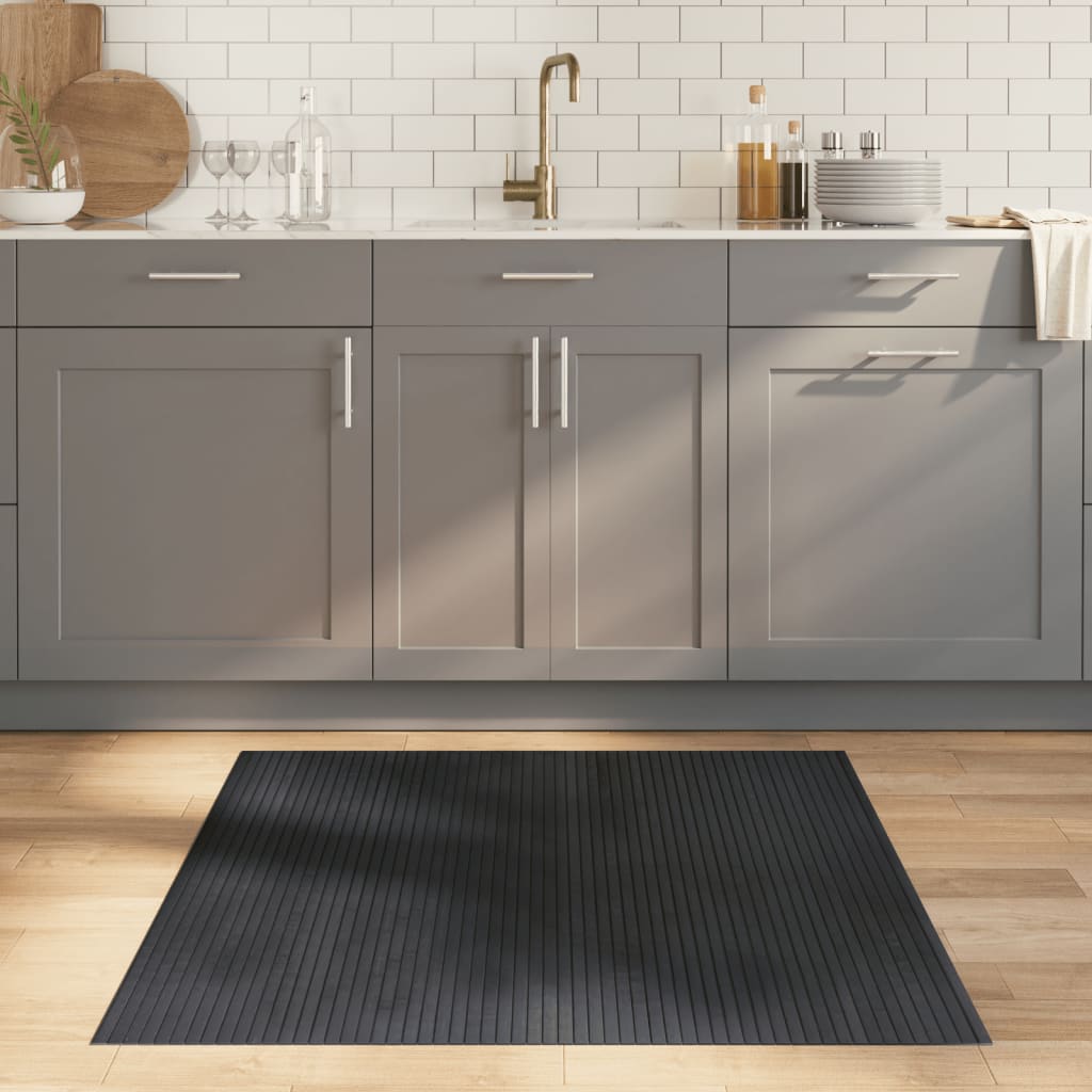 vidaXL Rug Square Grey 100x100 cm Bamboo