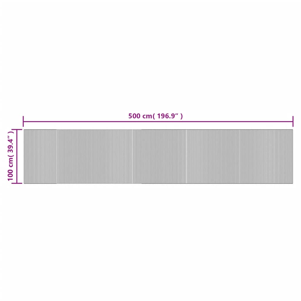 vidaXL Rug Rectangular Black 100x500 cm Bamboo