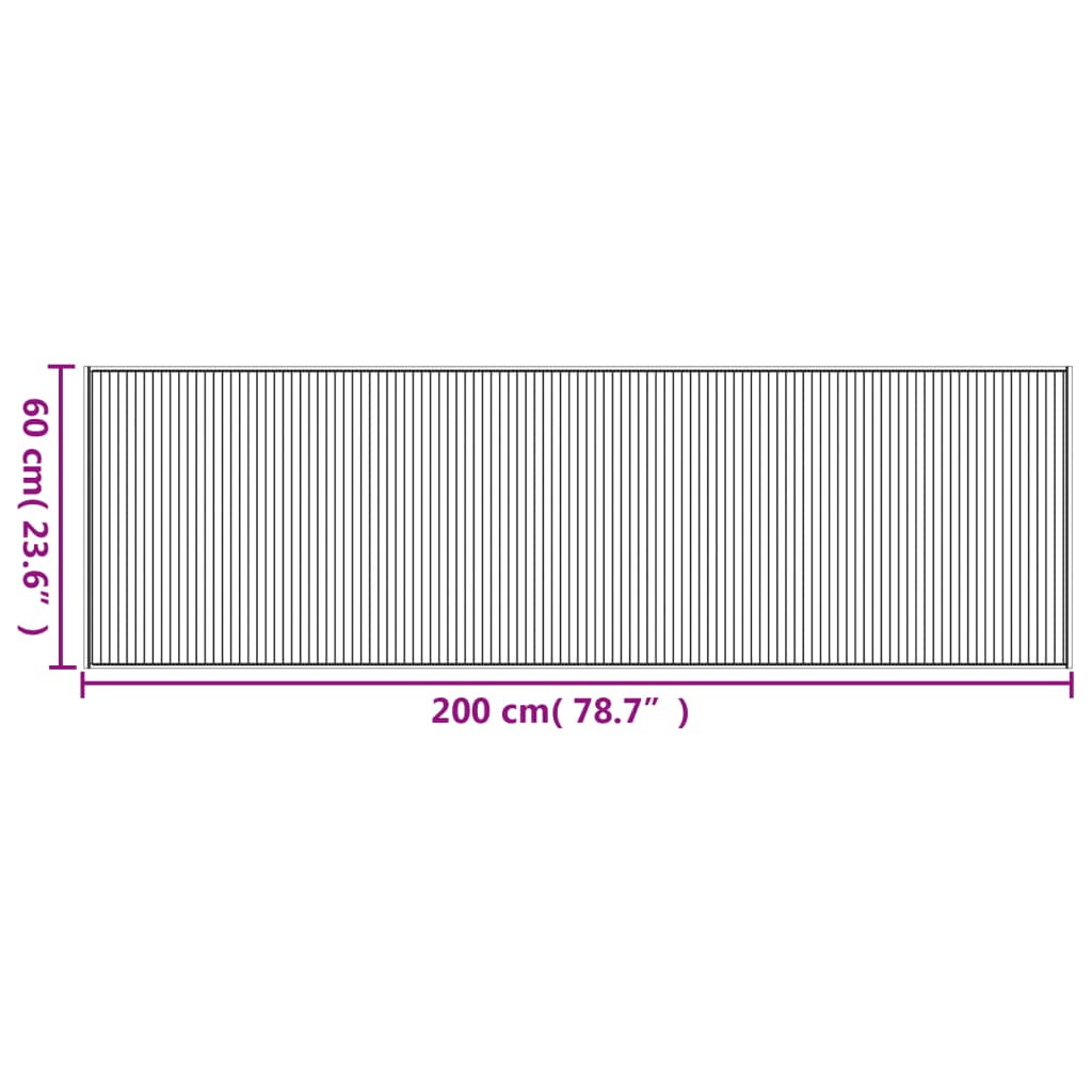 vidaXL Rug Rectangular Grey 60x200 cm Bamboo