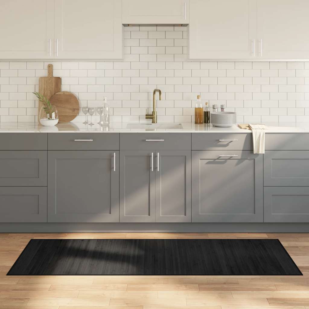 vidaXL Rug Rectangular Black 70x200 cm Bamboo