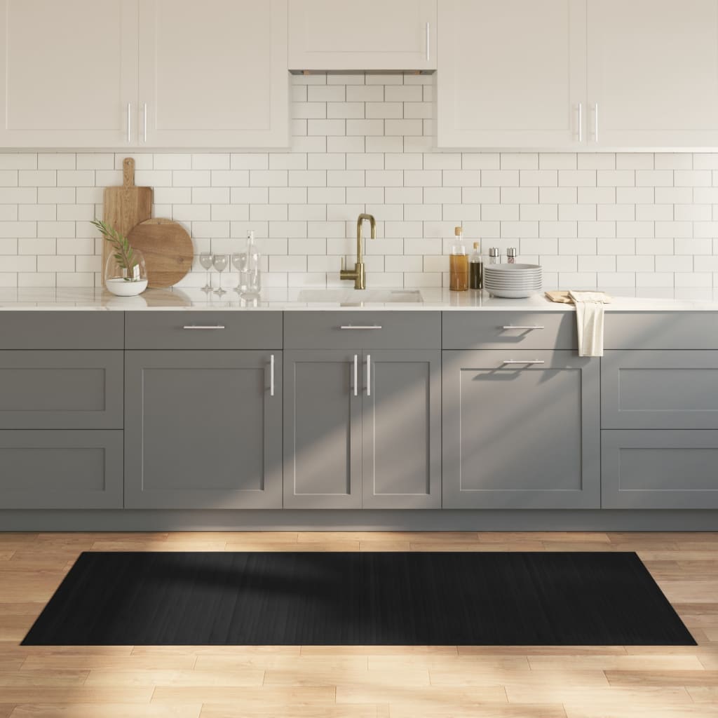 vidaXL Rug Rectangular Black 80x200 cm Bamboo
