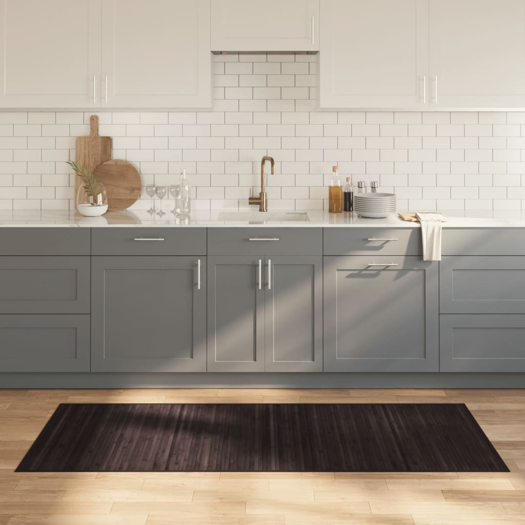 vidaXL Rug Rectangular Dark Brown80x200 cm Bamboo