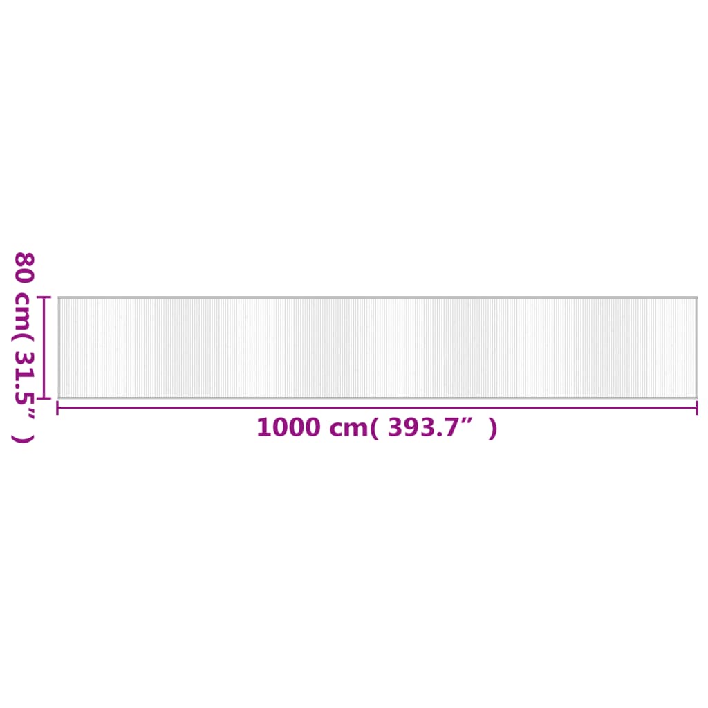 vidaXL Rug Rectangular Grey 80x1000 cm Bamboo