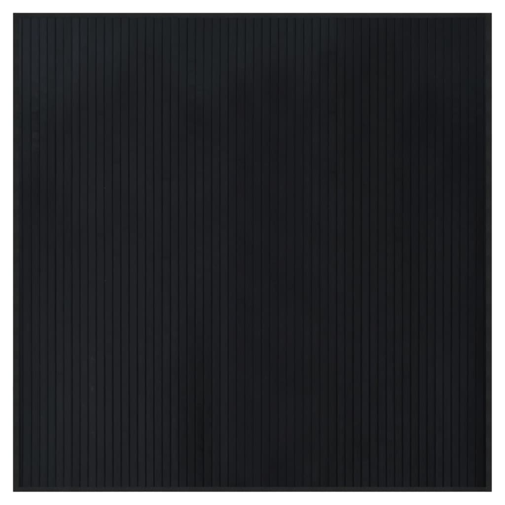 vidaXL Rug Square Black 100x100 cm Bamboo
