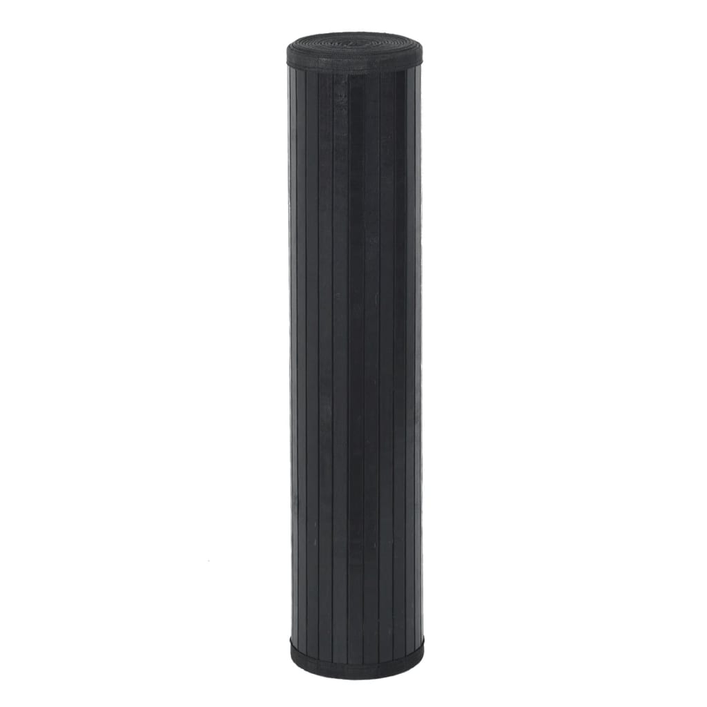 vidaXL Rug Square Black 100x100 cm Bamboo