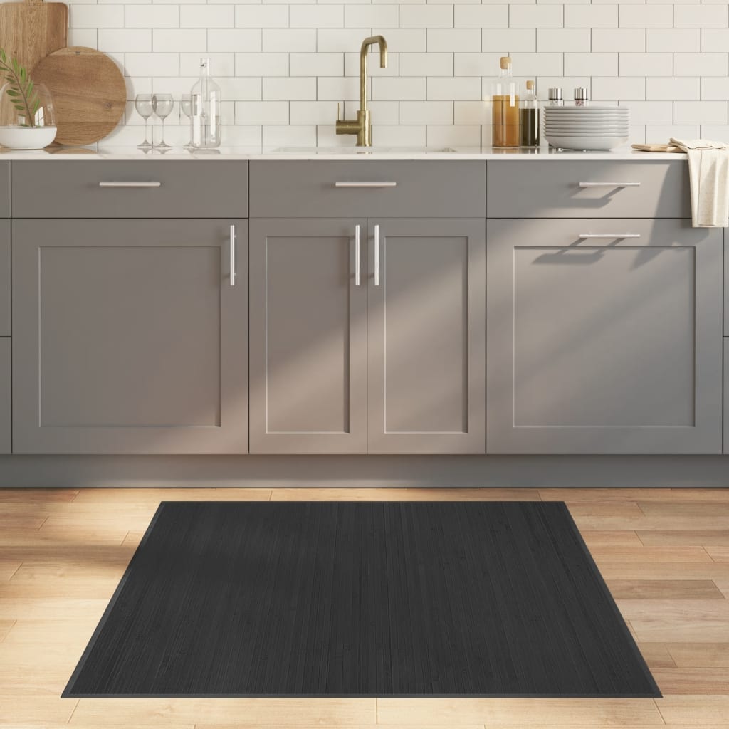 vidaXL Rug Square Grey 100x100 cm Bamboo