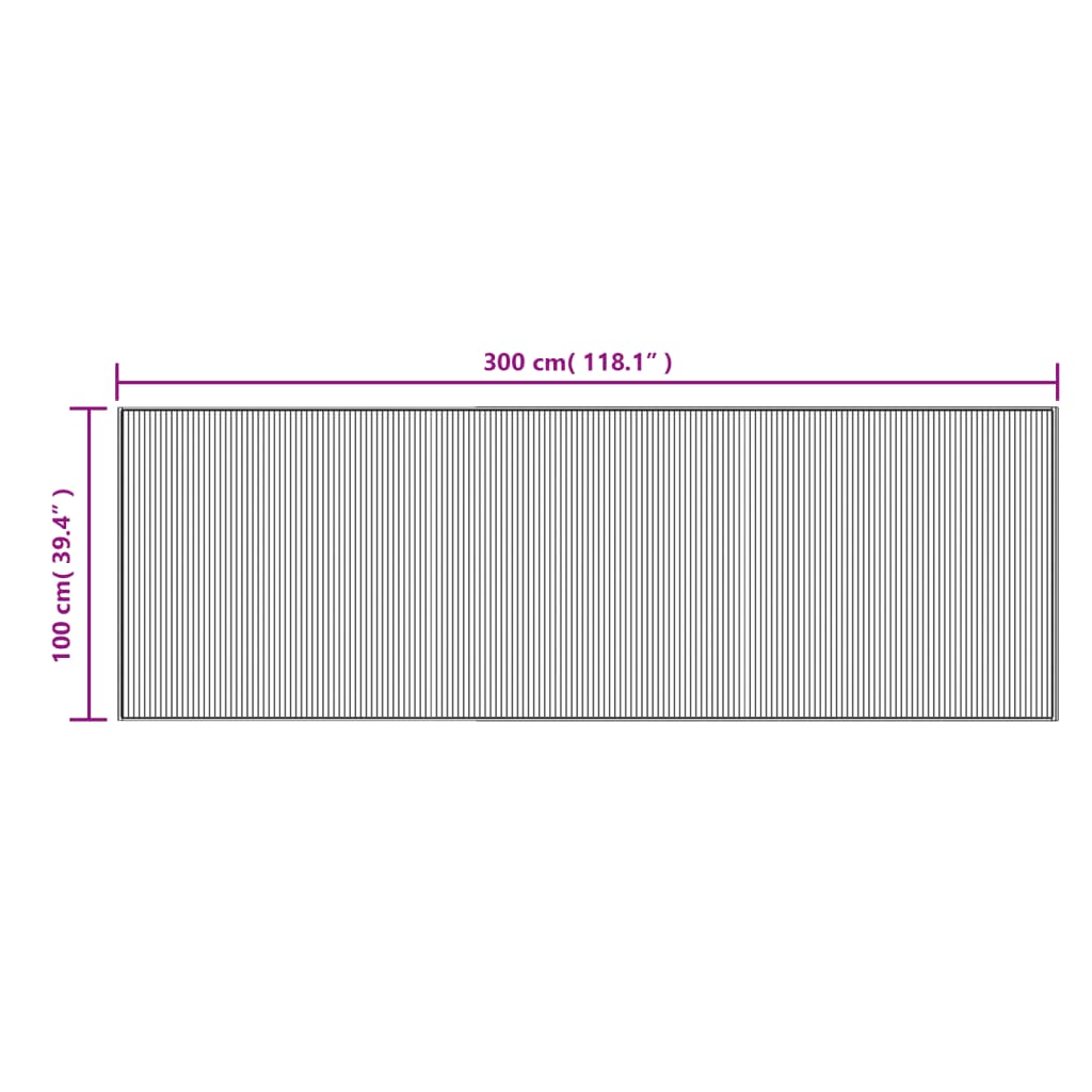 vidaXL Rug Rectangular Dark Brown 100x300 cm Bamboo
