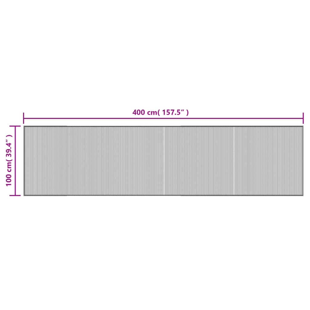 vidaXL Rug Rectangular Grey 100x400 cm Bamboo