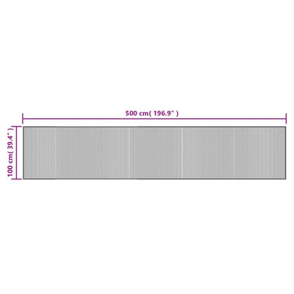 vidaXL Rug Rectangular Grey 100x500 cm Bamboo