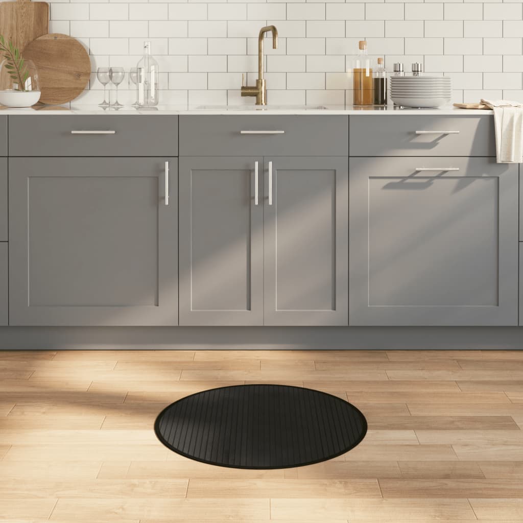 vidaXL Rug Round Black60 cm Bamboo