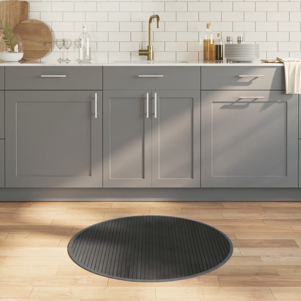 vidaXL Rug Round Grey 80 cm Bamboo