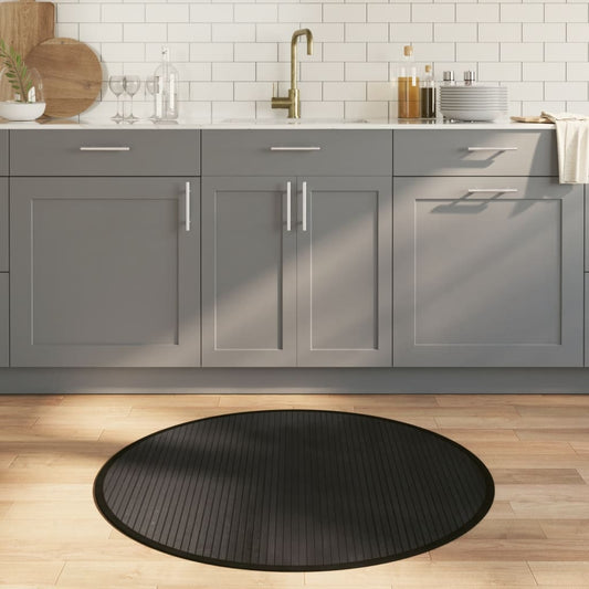 vidaXL Rug Round Black 100 cm Bamboo
