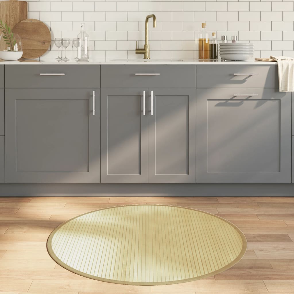 vidaXL Rug Round Light Natural100 cm Bamboo