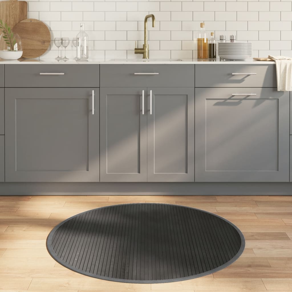 vidaXL Rug Round Grey 100 cm Bamboo