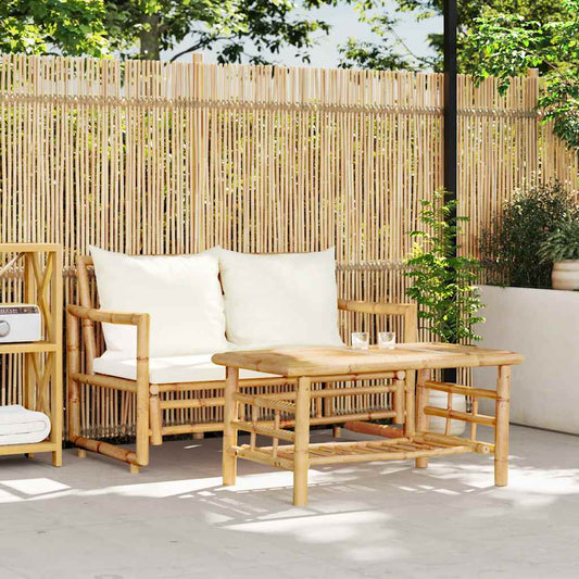 vidaXL 2 Piece Garden Sofa Set with Cushions Bamboo