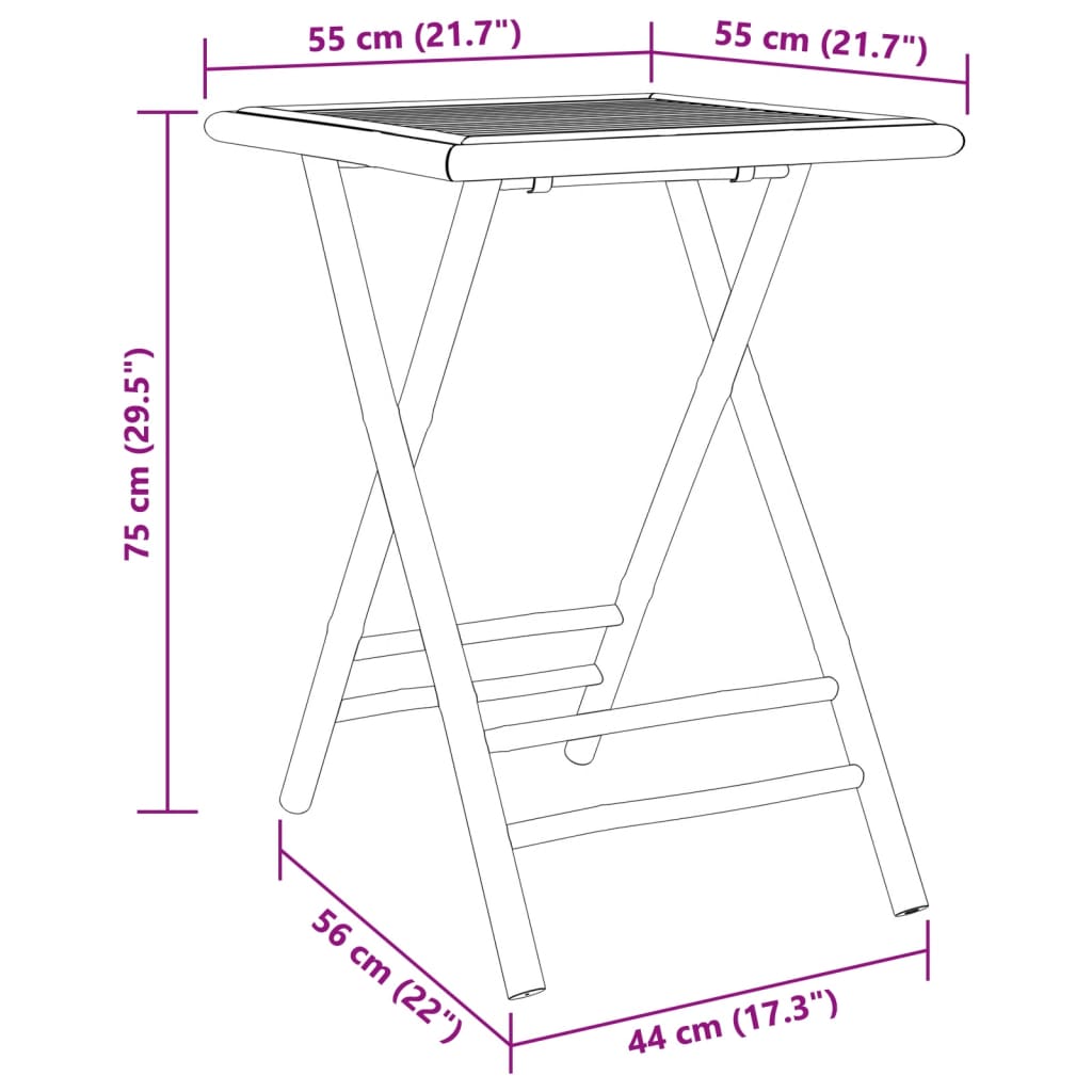 vidaXL Garden Table | Natural Bamboo | Bamboo | Small | Foldable