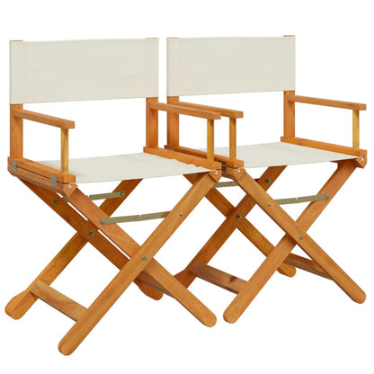 vidaXL Folding Director Chairs 2 pcs Cream White Fabric