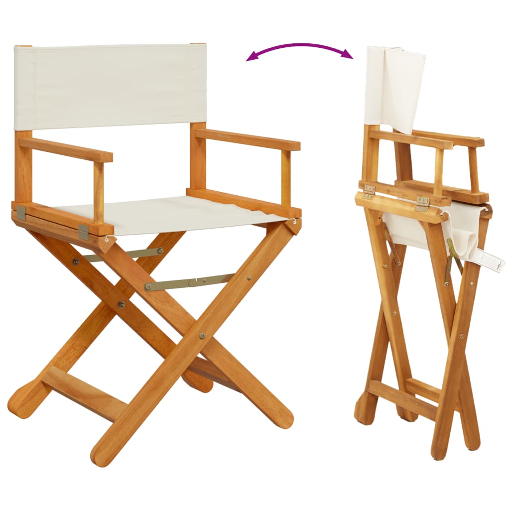 vidaXL Folding Director Chairs 2 pcs Cream White Fabric
