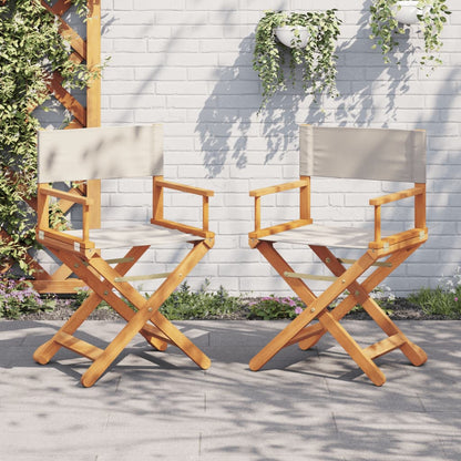 vidaXL Folding Director Chairs 2 pcs Cream White Fabric