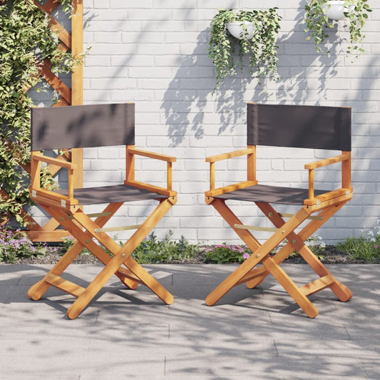 vidaXL Folding Director Chairs 2 pcs Dark Grey Fabric
