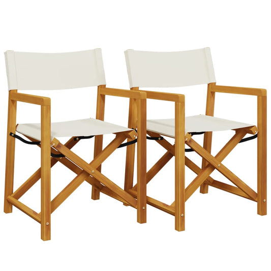 vidaXL Folding Director Chairs 2 pcs Cream White Fabric