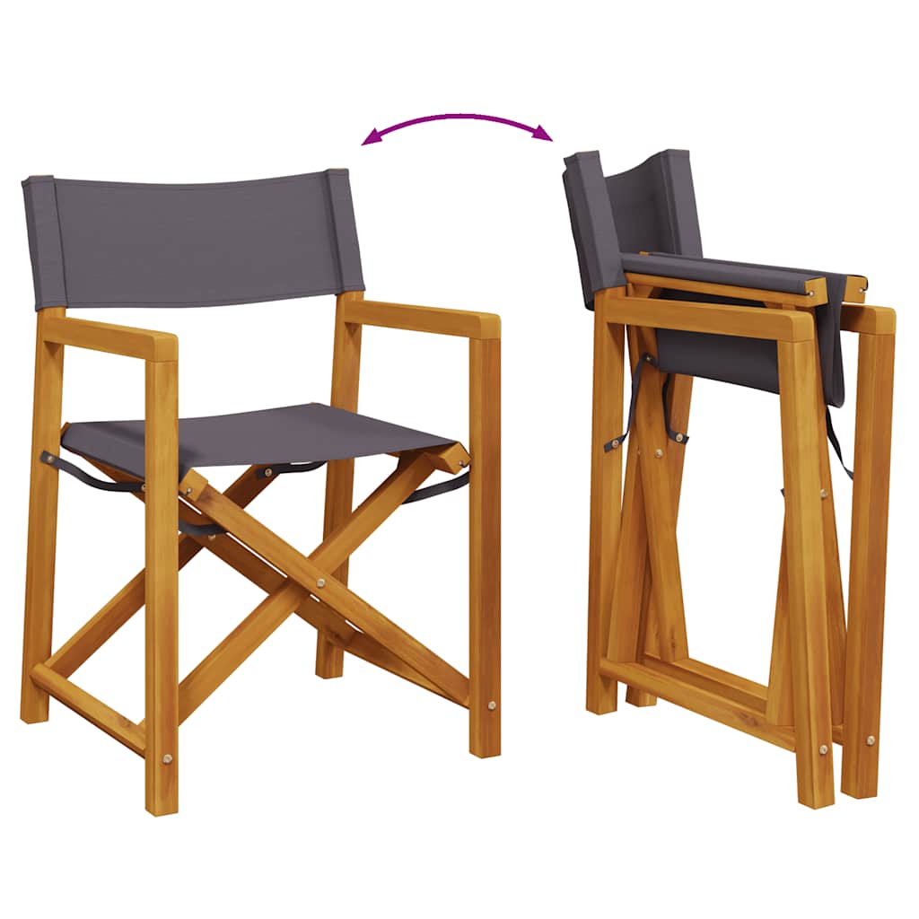 vidaXL Folding Director Chairs 2 pcs Dark Grey Fabric