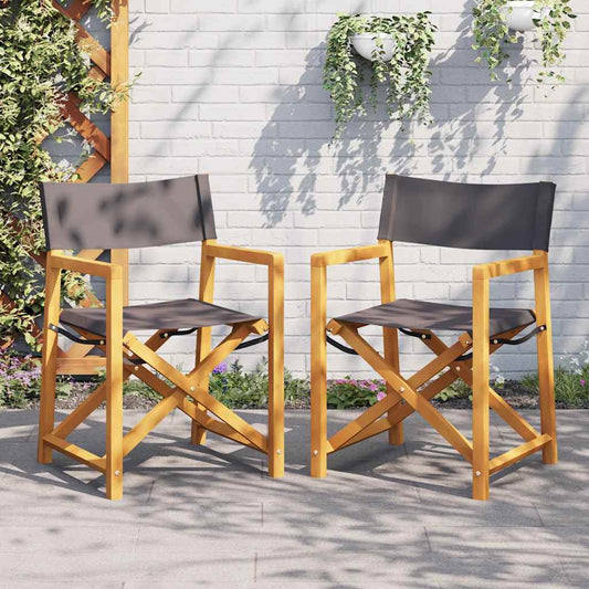 vidaXL Folding Director Chairs 2 pcs Dark Grey Fabric