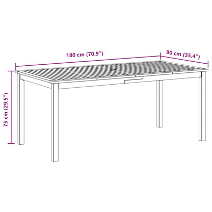 366371 vidaXL Garden Dining Table 180x90x75 cm Solid Wood Acacia