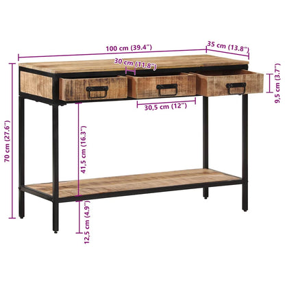 vidaXL Console Table 100x35x70 cm Solid Rough Wood Mango