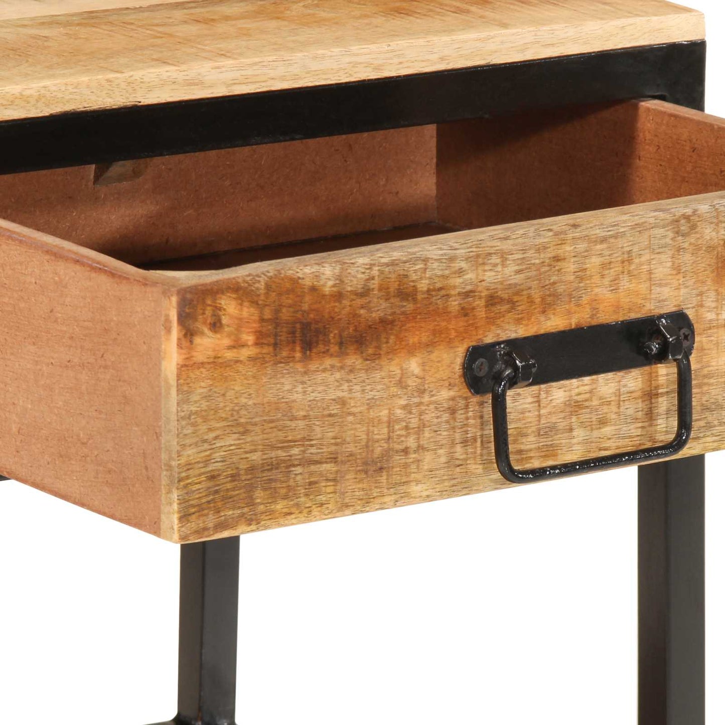 vidaXL Bedside Table Brown 40 x 35 x 50 cm Solid Mango Wood and Metal