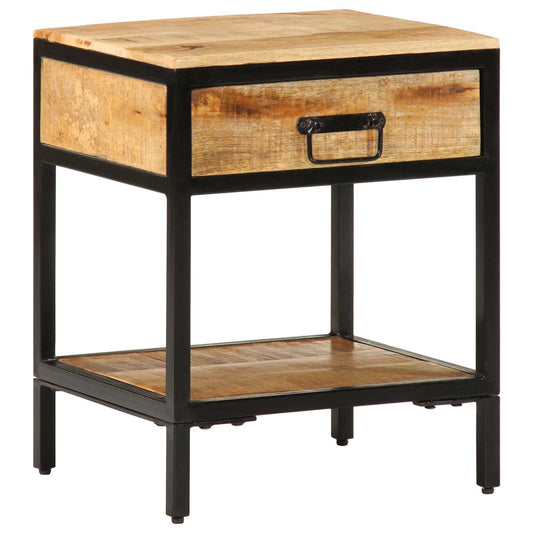 vidaXL Bedside Table Brown 40 x 35 x 50 cm Solid Mango Wood and Metal
