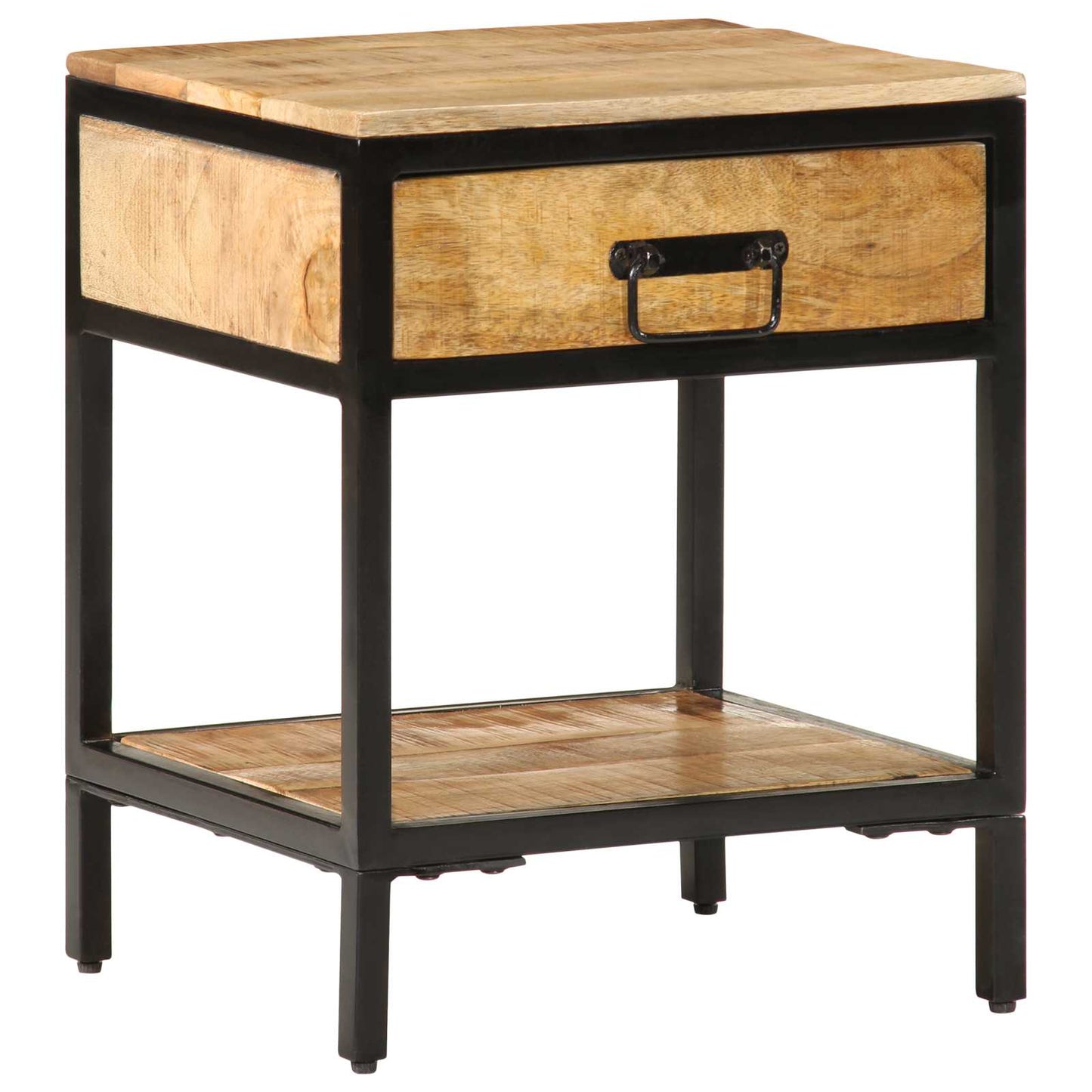 vidaXL Bedside Table Brown 40 x 35 x 50 cm Solid Mango Wood and Metal