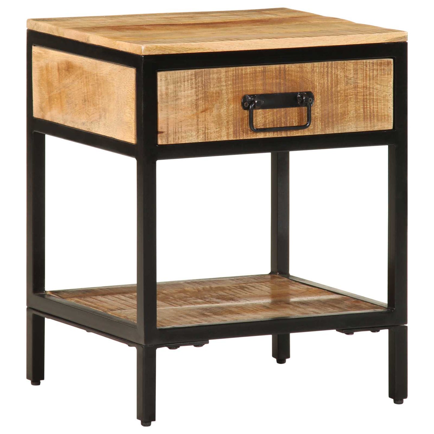 vidaXL Bedside Table Brown 40 x 35 x 50 cm Solid Mango Wood and Metal