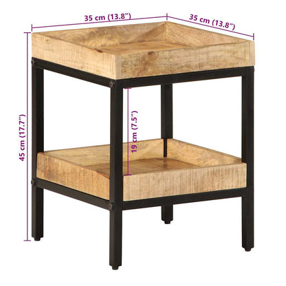 vidaXL Side Table with Shelf Brown 35 x 35 x 45 cm Solid Mango Wood