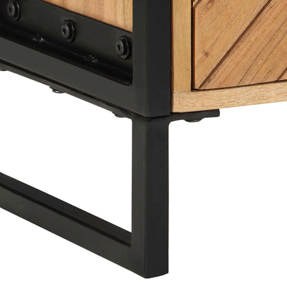 vidaXL Bedside Table Brown 40 x 30 x 50 cm Solid Acacia Wood and Metal