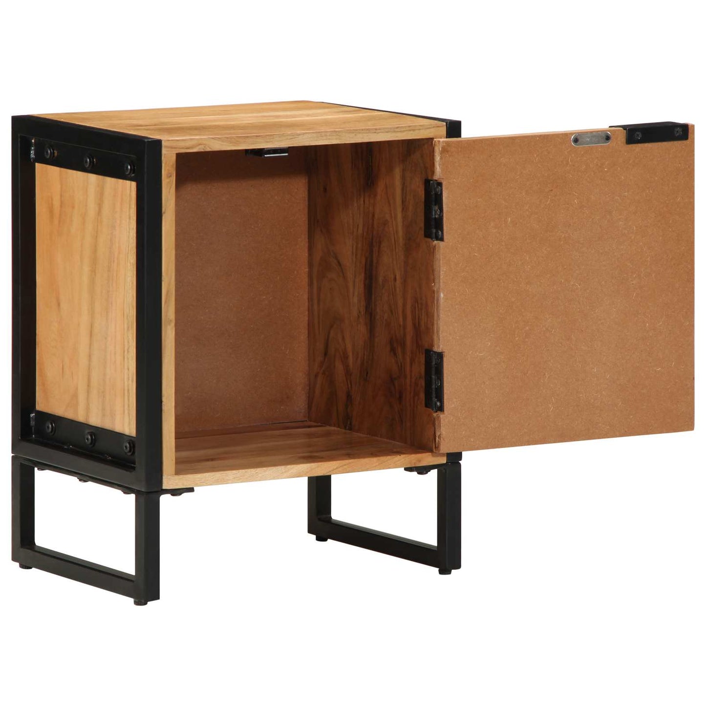 vidaXL Bedside Table Brown 40 x 30 x 50 cm Solid Acacia Wood and Metal