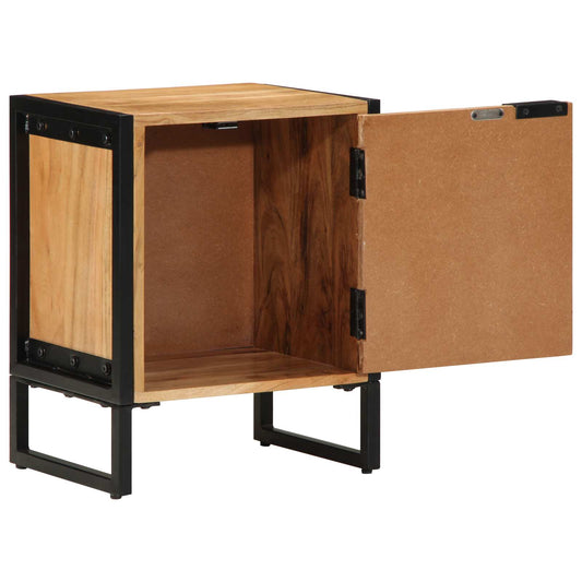 vidaXL Bedside Table Brown 40 x 30 x 50 cm Solid Acacia Wood and Metal
