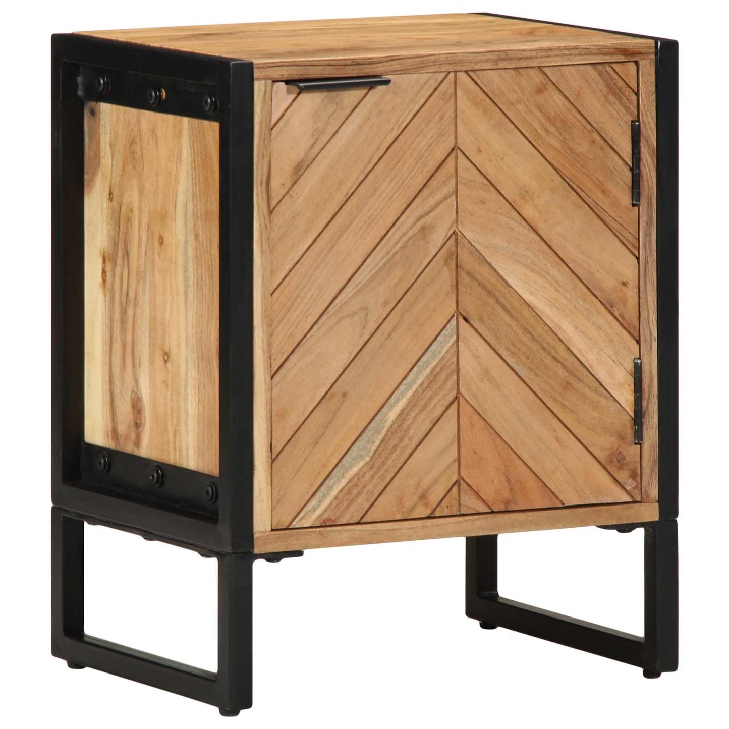 vidaXL Bedside Table Brown 40 x 30 x 50 cm Solid Acacia Wood and Metal