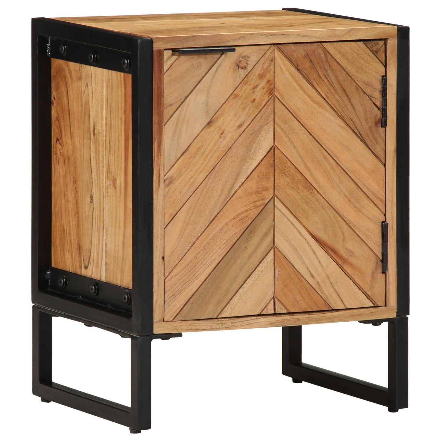 vidaXL Bedside Table Brown 40 x 30 x 50 cm Solid Acacia Wood and Metal