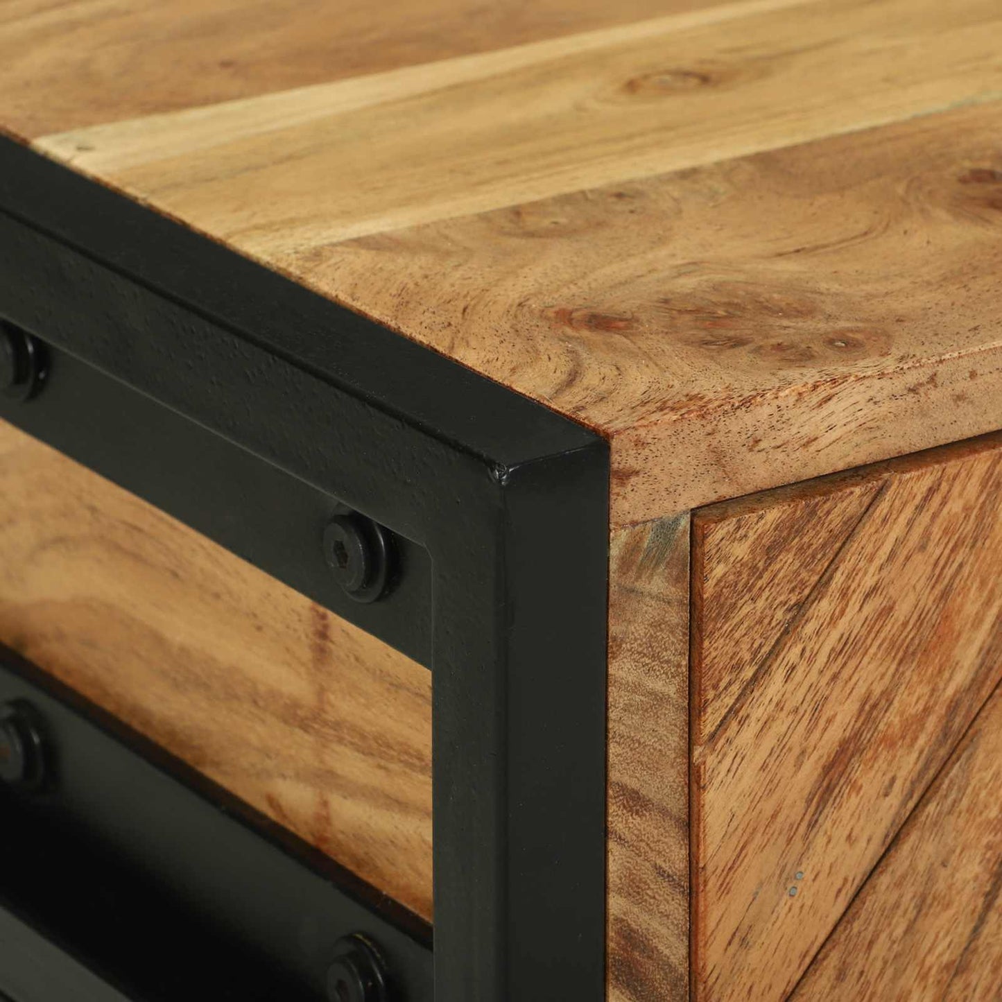 vidaXL Bedside Table Brown 40 x 35 x 50 cm Solid Acacia Wood and Metal