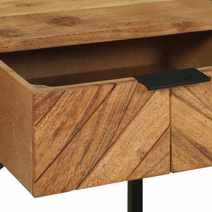 vidaXL Bedside Table Brown 40 x 35 x 50 cm Solid Acacia Wood and Metal