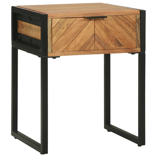 vidaXL Bedside Table Brown 40 x 35 x 50 cm Solid Acacia Wood and Metal