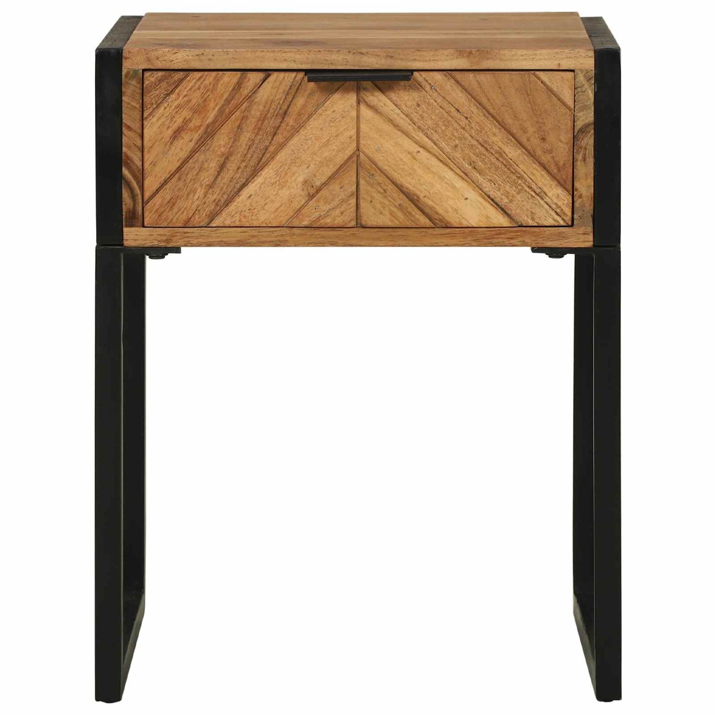 vidaXL Bedside Table Brown 40 x 35 x 50 cm Solid Acacia Wood and Metal