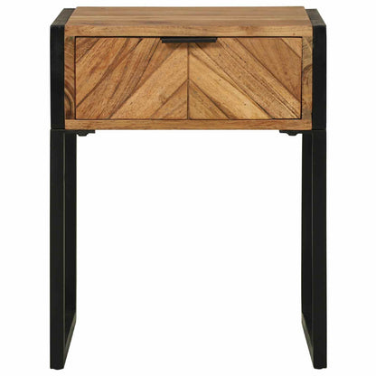 vidaXL Bedside Table Brown 40 x 35 x 50 cm Solid Acacia Wood and Metal
