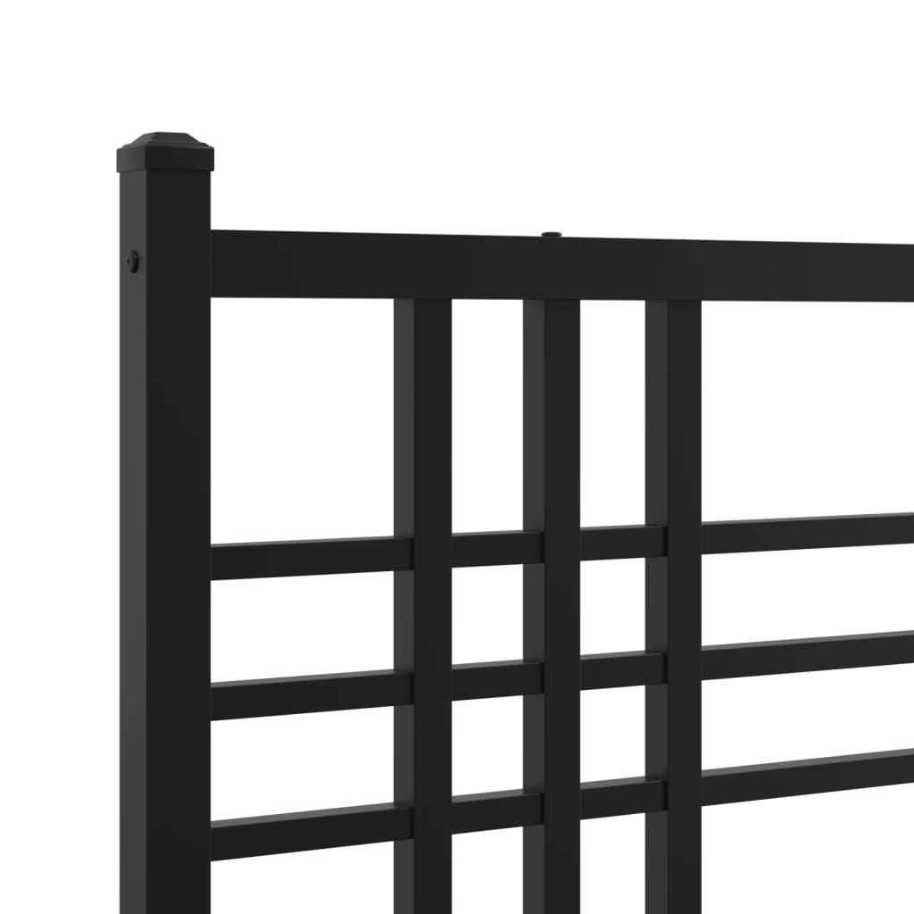vidaXL Metal Bed Frame without Mattress with Headboard Black 90x190cm