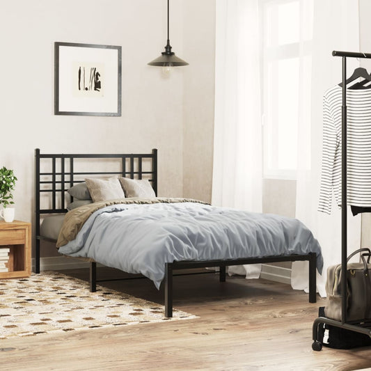 vidaXL Metal Bed Frame without Mattress with Headboard Black 90x190cm
