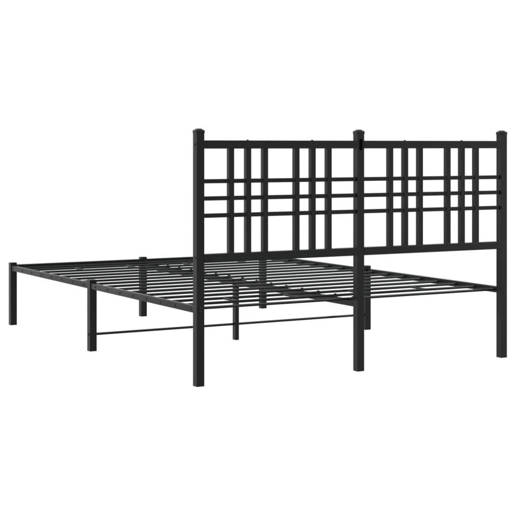 vidaXL Metal Bed Frame without Mattress with Headboard Black 120x190cm