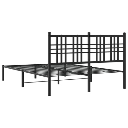 vidaXL Metal Bed Frame without Mattress with Headboard Black 120x190cm
